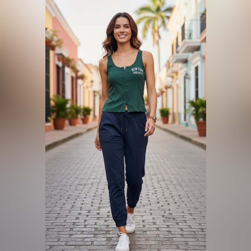 Anthropologie (Pilcro) scoop neck Green New York Athletic Tank Top sz Med, new
